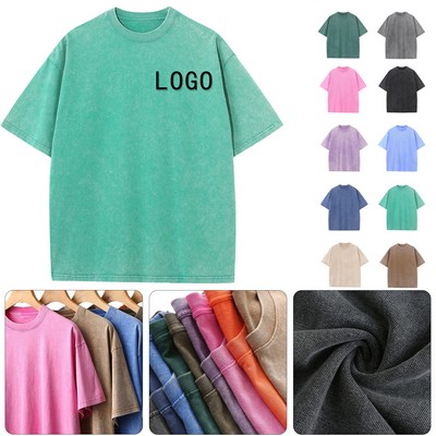 Vintage Washed 230GSM Heavyweight Cotton T-Shirt (S–5XL, Unisex)