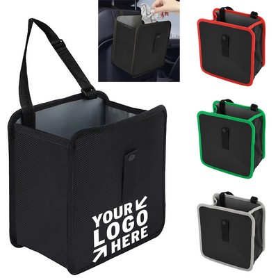 Foldable Oxford Car Trash Bin w/ Leakproof Liner